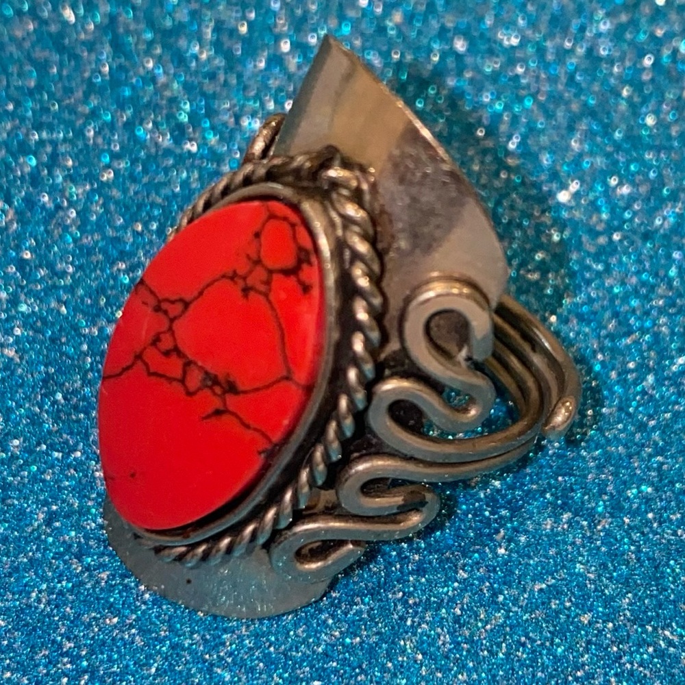 Red Stone Statement Ring - image 4